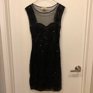 Beaded low back mini dress